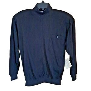 Karen Scott Turtleneck Pullover Women's Sm Solid Black Shoulder Pads New w/Tags